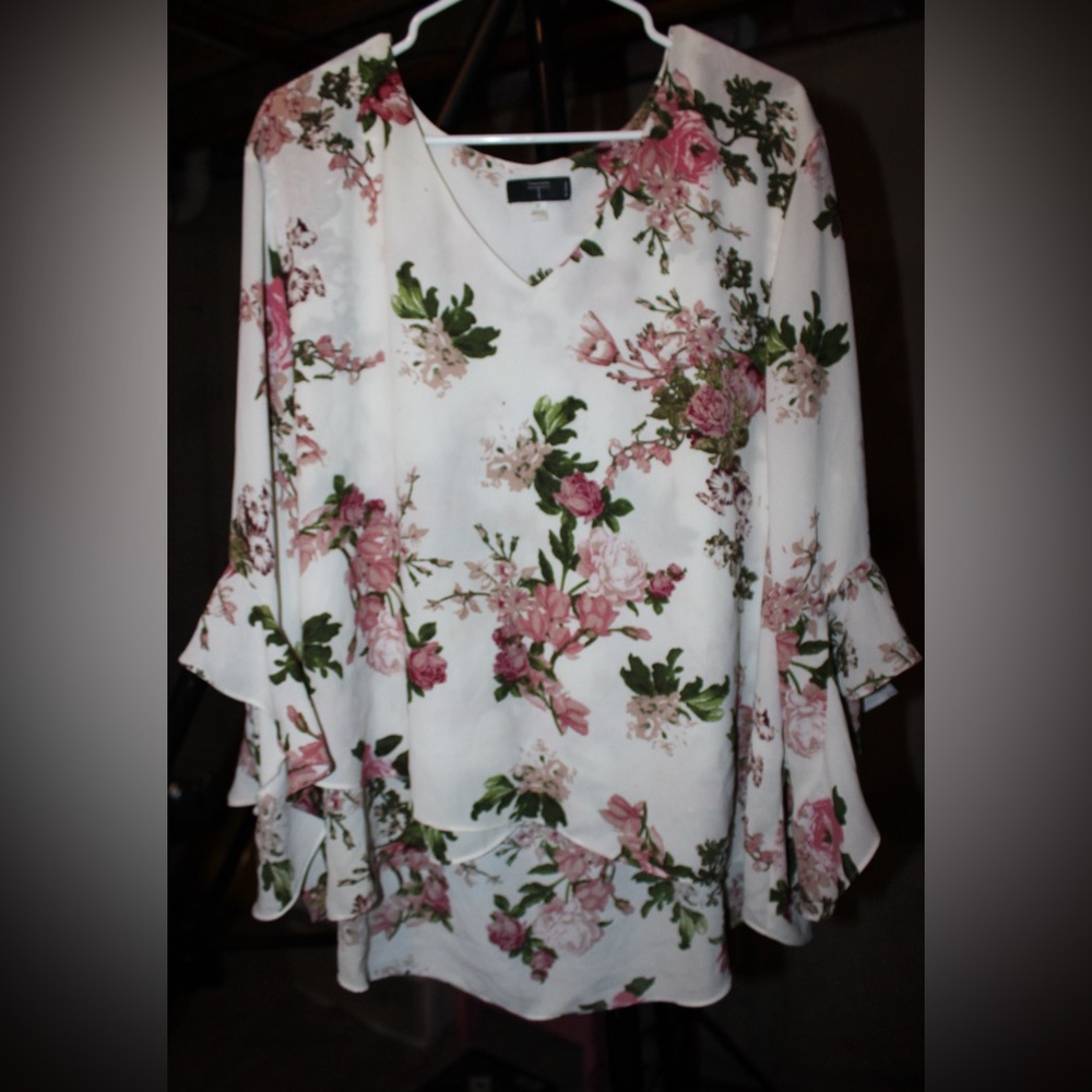 Tahari Floral Blouse - Pink and Green
